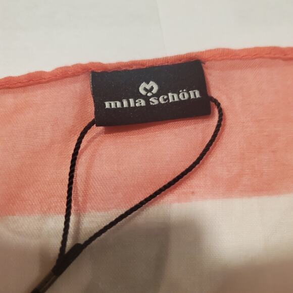 Mila Schon polyester scull white pink brownscarf 75x29 inches MINOR FLAWS - Picture 7 of 8